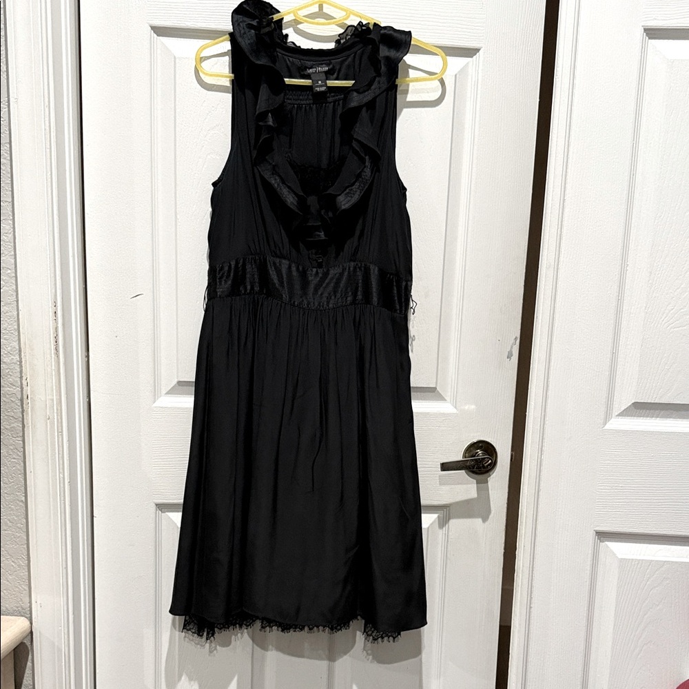 White House Black Market Black Ruffled Midi Dress